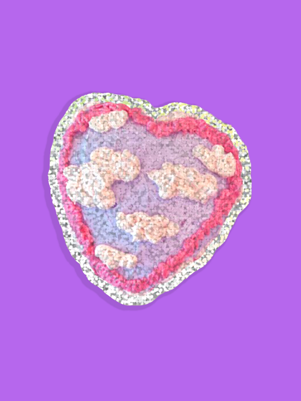 Glitter Heart Cloud Cake Sticker