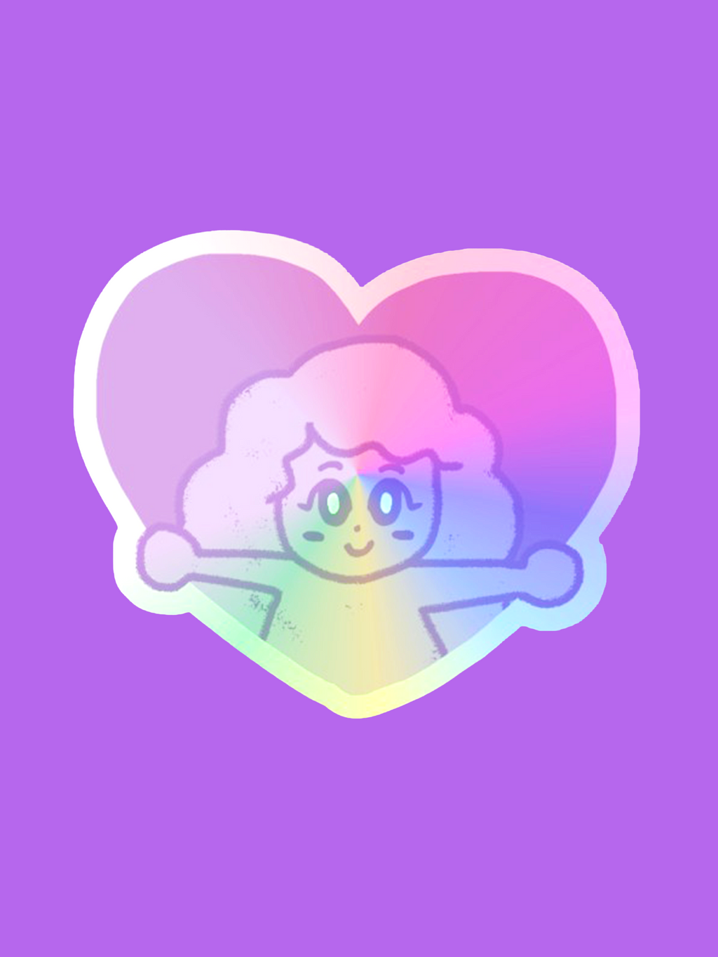 Holographic Girl Ghost Heart Sticker