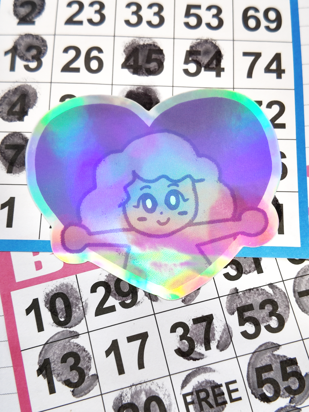 Holographic Girl Ghost Heart Sticker