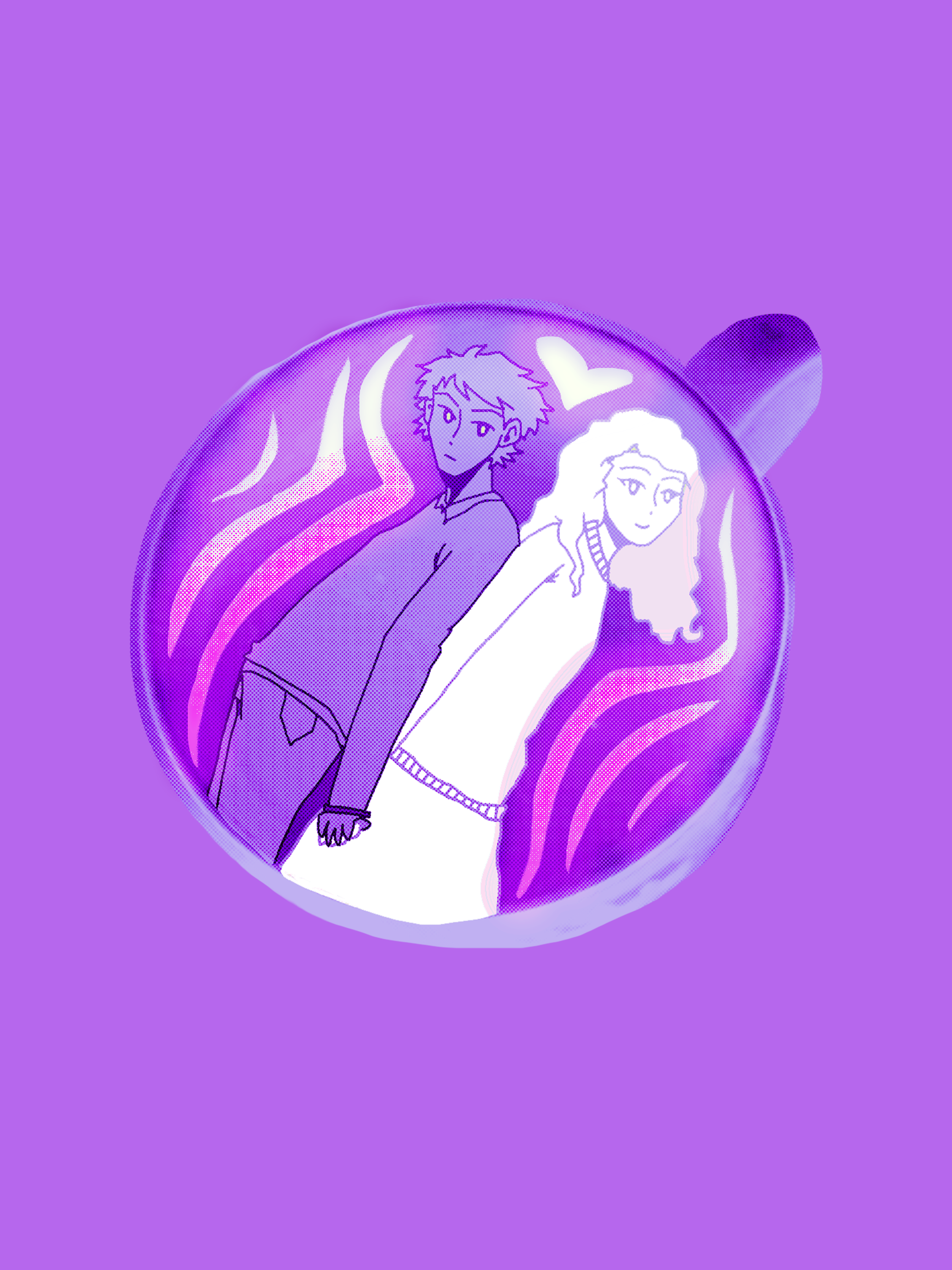 Ube Latte Ghost Couple Sticker